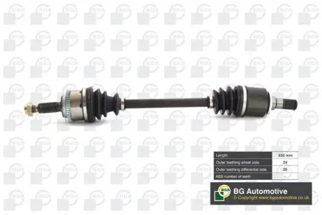 Піввісь Kia Picanto 1.0/1.1i -11 (24/25) 630mm Л. BGA DS3604L
