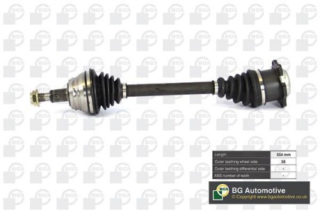 Полуось Octavia/Golf 1.6-2.3 97-06 (36z/544mm) BGA DS9619L