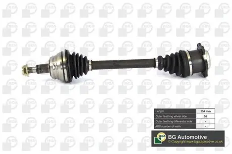 Піввісь Octavia/Golf 1.6-2.3 97-06 (36z/544mm) Л. BGA DS9619L