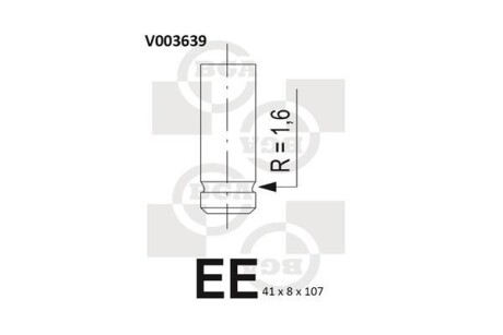 Клапан впуск (41х8х107) Suzuki Vitara/grand Vitara 2.0-01/Mazda E2200 2.2-03 BGA V003639