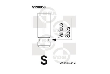 Клапан выпуск (29х6х114.2)Mitsubishi Galant/L300 2.0i-03 (4G63) BGA V998858