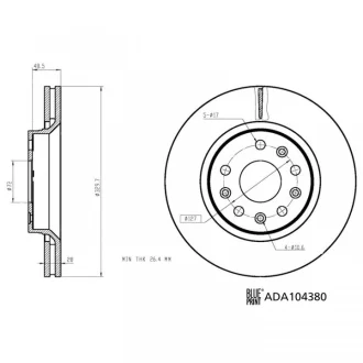 JEEP Гальмівний диск передній WRANGLER IV (JL) 2.0 T-GDi (JL72, JL74) 17- BLUE PRINT ADA104380