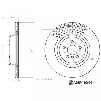 BMW Гальмівний диск задній X5 (G05, F95) xDrive 30 d 18-20 BLUE PRINT ADBP430095