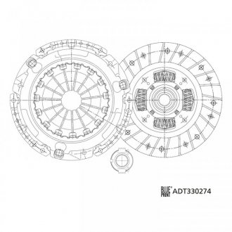 Комплект сцепления Toyota Corolla 1.6 16V 05-14 (d=217mm) (+выжимной) BLUE PRINT ADT330274