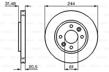 Гальмівний диск перед. (вентил.) RENAULT 21 2,1D/TD 86-95 BOSCH 0986478278