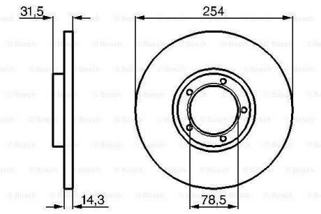 Тормозной диск передний Ford Transit 80-120 86-91 254x14.3 BOSCH 0986478345