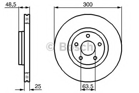 Диск тормозной (передний) Ford Focus 04-/Kuga 08-/Transit Connect 13- (300x25) BOSCH 0 986 479 C52