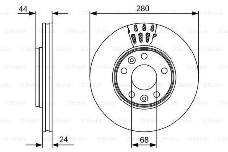 Диск тормозной (передний) Renault Megane III/IV 08-(280x24) с покрытием BOSCH 0 986 479 C62