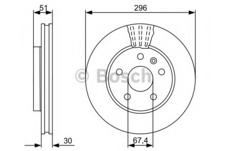 Диск гальмівний (передній) Opel Insignia A 08- (296x30) BOSCH 0 986 479 C65