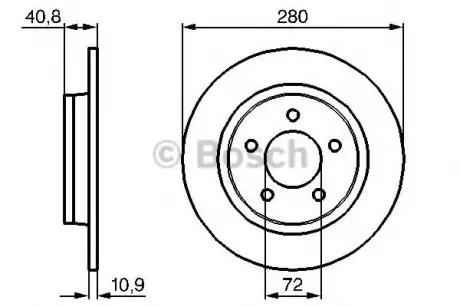 Диск гальмівний задн Лів/Прав MAZDA 3, 5 1.6D-2.3 10.03- BOSCH 0986479C79