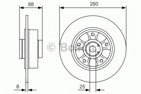 Диск гальмівний (задній) Renault Megane III/Scenic III 08- (260x8) (+ABS) (з підшипником) BOSCH 0 986 479 C87