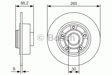 Диск тормозной (задний) Renault Megane 08-(260x8) (+ABS) (с подшипником) BOSCH 0 986 479 C88