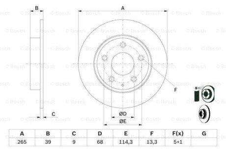 Диск гальм. задн. MAZDA 3 -19 BOSCH 0986479E54