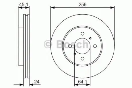 Диск гальм. передн. MITSUBISHI LANVER 1.8 -03 BOSCH 0986479R51