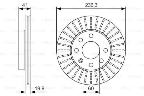 Диск тормозной (передний) Opel Astra F/Kadett E 91- (236x20) BOSCH 0 986 479 S98