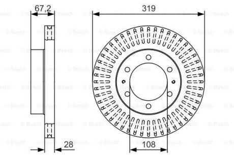 Диск тормозной (передний) Toyota FJ Cruiser 4.0 4WD 05-18 (319x28) BOSCH 0 986 479 T36