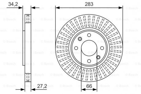 Диск тормозной (передний) Citroen Berlingo 96-/Peugeot Partner 08- (282.9x26) BOSCH 0 986 479 W69