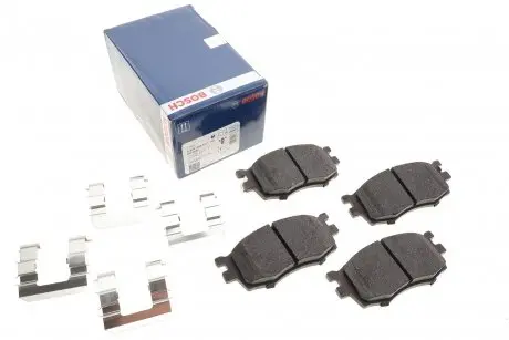 Колодки тормозные (передние) Kia Rio II 05-/Hyundai i20 08-15/Accent 05-10 (с аксессуарами) BOSCH 0986494617