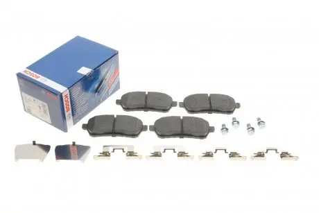 Колодки гальмівні (передні) Ford Fiesta 08-/Mazda 2 07-15 (з притискною пластиною) BOSCH 0986494652