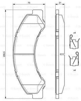 Колодки гальмівні дискові (комплект 4 шт) BOSCH 0 986 494 677