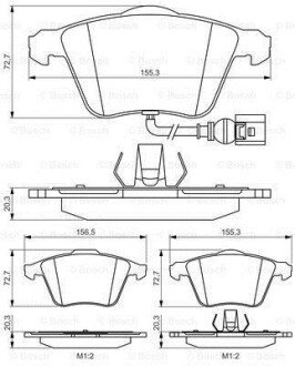 Тормозные колодки передние (20 мм) (система ATE) VAG 08-17 BOSCH 0986495356