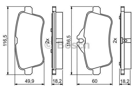 Комплект гальмівних колодок із 4 шт. дисків BOSCH 0986495403 (фото 1)