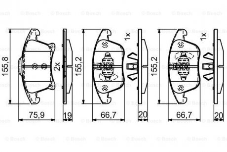 Колодки гальмівні дискові (комплект 4 шт) BOSCH 0986495407