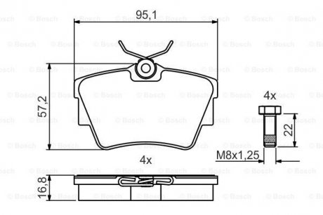 Комплект тормозных колодок из 4 шт. дисков BOSCH 0 986 495 487