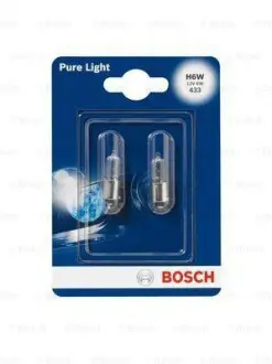 Лампочка H6W Pure Light (упаковка-блістер, 2 шт, 12В, 6Вт, тип гнізда: BAX9S) BOSCH 1 987 301 035