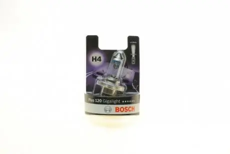 Лампа розжарювання H4 12V 60/55W P43t GigaLight +120 (blister 1шт) BOSCH 1 987 301 109