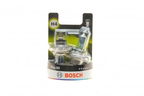 Лампа розжарювання H4 12V 60/55W P43t +90 (комплект) BOSCH 1987301422