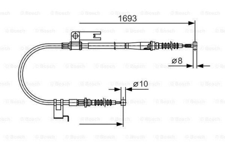 Трос ручника (задній) (L) Mazda 323 VI/626 V 97-04 (1693/1480mm) BOSCH 1 987 477 917