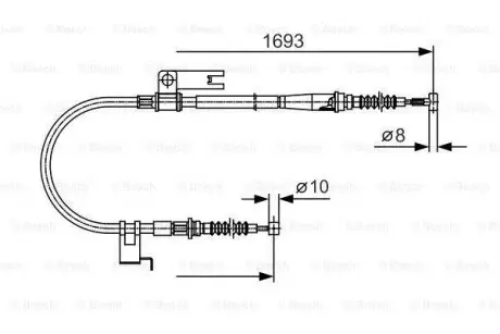 Трос ручника (задний) (L) Mazda 323 VI/626 V 97-04 (1693/1480mm) BOSCH 1 987 477 917