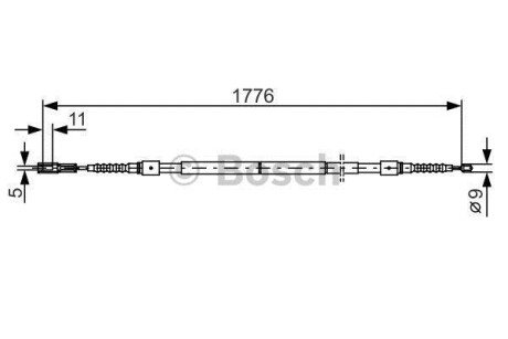 Трос гальм. задн. лів. AUDI A8 -02 BOSCH 1987482126