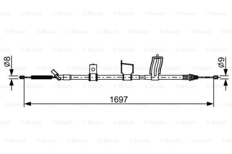 Трос ручника (задний) (R) Renault Koleos 2.0 dCi 08-16 (1697mm) BOSCH 1 987 482 628