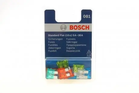 Комплект предохранителей (стандарт) 5A/7,5A/25A/30A/10A/15A/20A (10шт) BOSCH 1 987 529 081