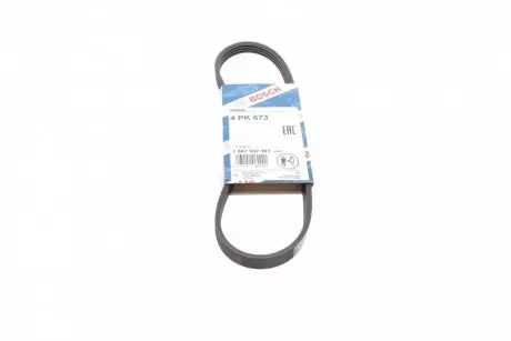 Ремінь генератора Hyundai i10/i20/i30 1.1/1.6CRDi 08-13/Fiat Doblo/Punto/Stilo 1.2/1.4 01- (4PK673) BOSCH 1 987 947 961