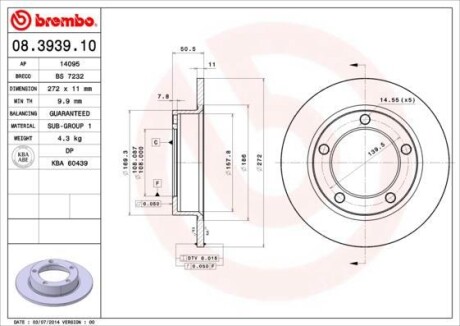 Гальмівний диск BREMBO 08.3939.10