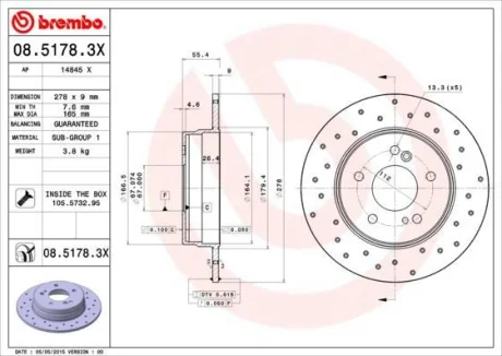 Гальмівний диск BREMBO 0851783X