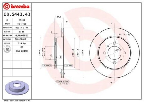 Тормозной диск BREMBO 08.5443.40