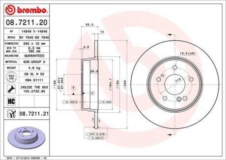 Гальмівний диск BREMBO 08.7211.21