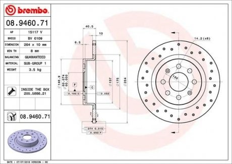 Тормозной диск BREMBO 08.9460.71