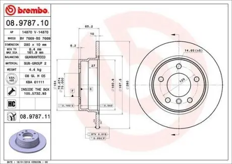Тормозной диск BREMBO 08.9787.11