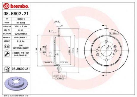 Гальмівний диск BREMBO 08.B602.21