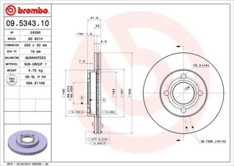 Гальмівний диск BREMBO 09.5343.10