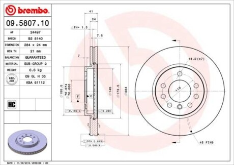 Гальмівний диск BREMBO 09.5807.10