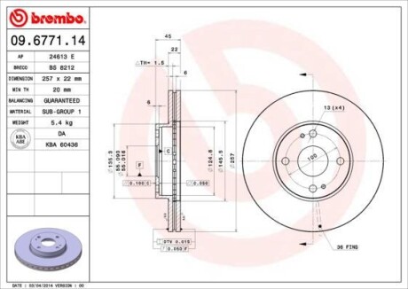 Тормозной диск BREMBO 09.6771.14