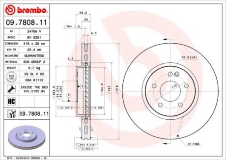 Тормозной диск BREMBO 09.7808.11