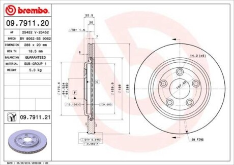 Гальмівний диск BREMBO 09.7911.21