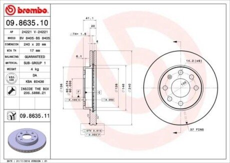 Гальмівний диск BREMBO 09.8635.10